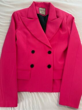 ORTTU Fuchsia Hot Pink Double-Breasted Blazer Jacket XS